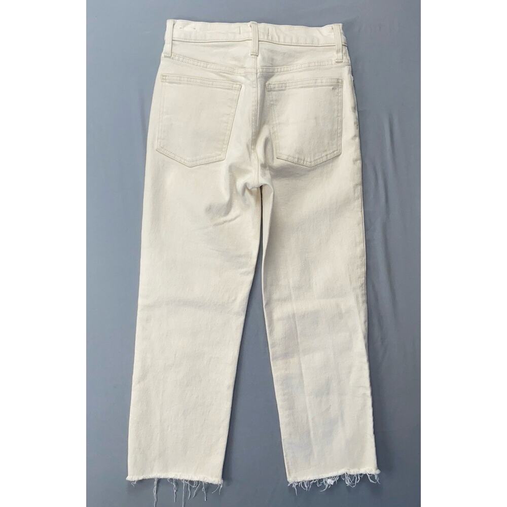 Madewell White Perfect Vintage Straight Jeans with Frayed Hem - Picture 4 of 5
